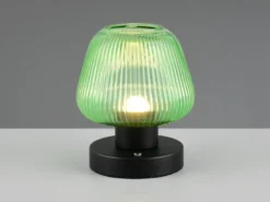 Kabellose LED Akku Tischleuchte QUENYA Glasschirm Grün, Höhe 18cm