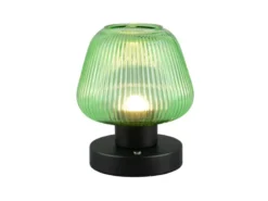 Kabellose LED Akku Tischleuchte QUENYA Glasschirm Grün, Höhe 18cm