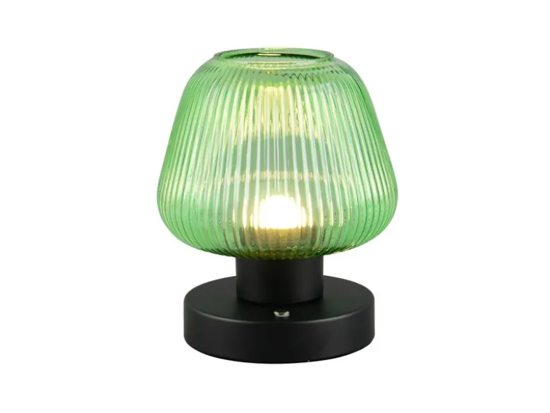 Kabellose LED Akku Tischleuchte QUENYA Glasschirm Grün, Höhe 18cm