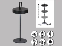 Kabellose Outdoor Tischlampe DORD - dimmbar & höhenverstellbar 21-46cm