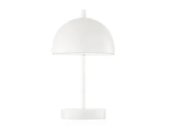 Kabellose Tageslicht Tischlampe KIA Weiß dimmbar & USB, Höhe 27cm