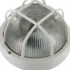 Kellerleuchte rund, weiß, mit Schutzgitter, bis max. 60W