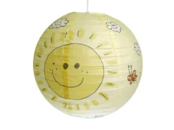 Kinder Papierlampe SONNEN Motiv Lampenschirm Ø 40cm Pendelleuchte mit Aufhängung