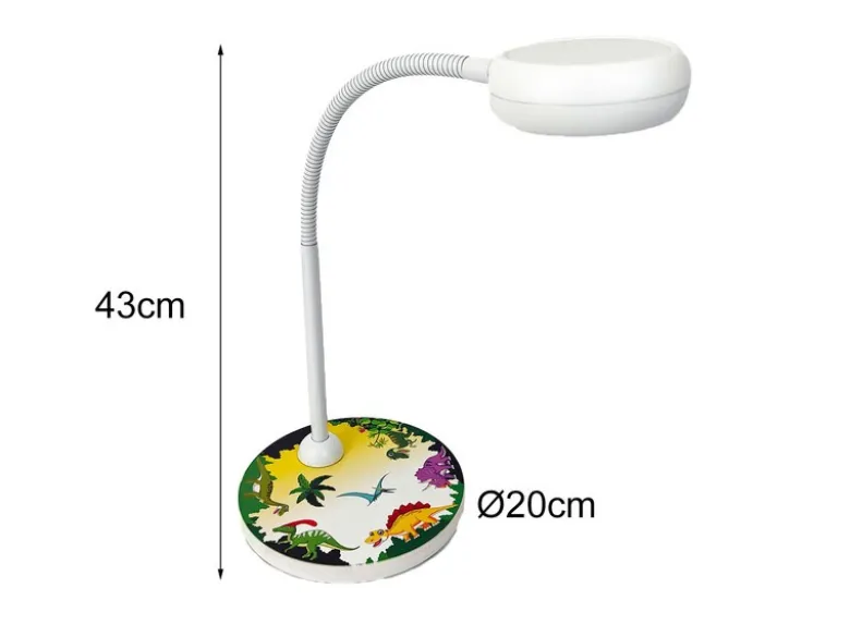 Kinder Schreibtischlampe DINO mit Flexarm, Höhe 43cm