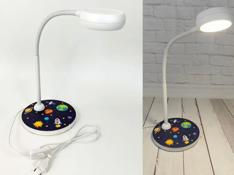 Kinder Schreibtischlampe WELTALL mit Flexarm, Höhe 43cm