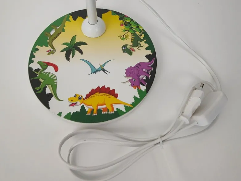 Kinder Schreibtischleuchte Weiß DINO Motive, Flexarm & LED-Leuchtmittel, 43cm