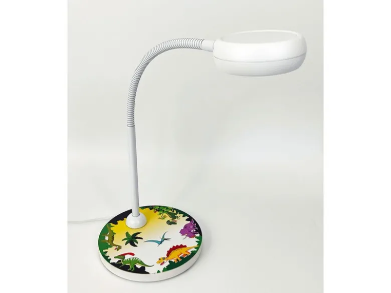 Kinder Schreibtischleuchte Weiß DINO Motive, Flexarm & LED-Leuchtmittel, 43cm