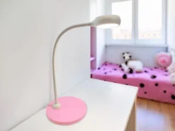 Kinder Schreibtischleuchte Pastellrosé-Grau Flexarm & LED-Leuchtmittel Höhe 43cm