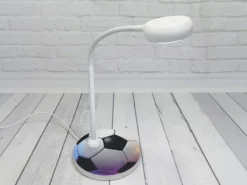 Kinder Schreibtischleuchte Weiß FUßBALL Motiv, Flexarm & LED-Leuchtmittel, 43cm