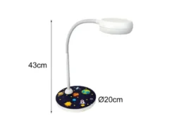 Kinder Schreibtischleuchte Weiß WELTALL Motive, Flexarm & LED-Leuchtmittel, 43cm