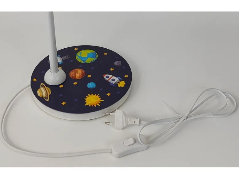Kinder Schreibtischleuchte Weiß WELTALL Motive, Flexarm & LED-Leuchtmittel, 43cm