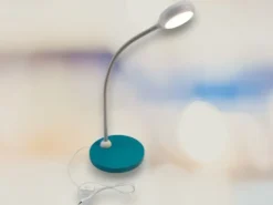 Kinder Schreibtischleuchte Blaugrün-Grau Flexarm & LED-Leuchtmittel, Höhe 43cm