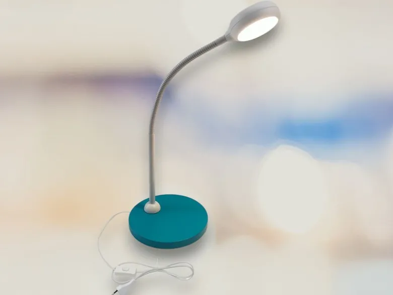 Kinder Schreibtischleuchte Blaugrün-Grau Flexarm & LED-Leuchtmittel, Höhe 43cm