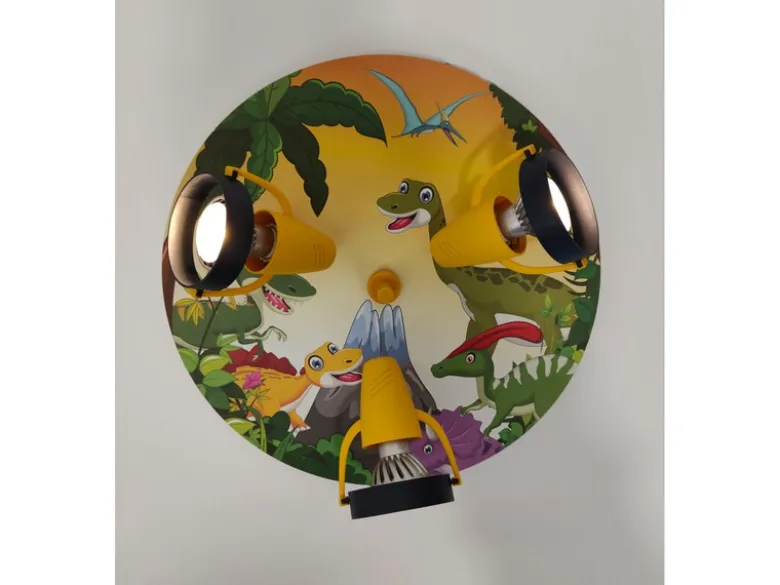 Kinderzimmer Deckenstrahler 3-flammig mit Dino Motiv, Ø 35cm