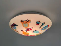 Kinderzimmer Lampe FAHRZEUGE Deckenlampe Opalweiß & bunt Ø 35cm