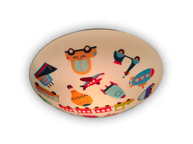 Kinderzimmer Lampe FAHRZEUGE Deckenlampe Opalweiß & bunt Ø 35cm