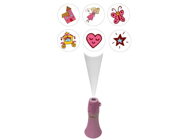 Kinderzimmer Nachtlicht PRINZESSIN (6 Motive) Taschen-Projektor Batterie H: 15cm
