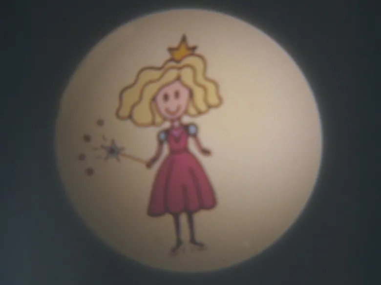 Kinderzimmer Nachtlicht PRINZESSIN (6 Motive) Taschen-Projektor Batterie H: 15cm