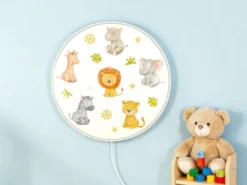 Kinderzimmer Wandlampe LITTLE SAFARI mit Kabel, Stecker & Schalter, Ø 25cm