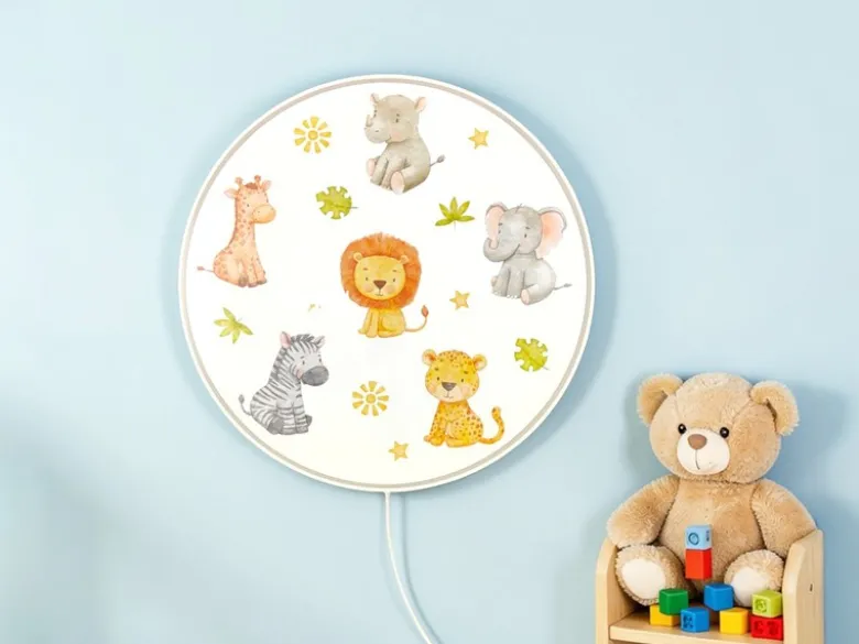 Kinderzimmer Wandlampe LITTLE SAFARI mit Kabel, Stecker & Schalter, Ø 25cm