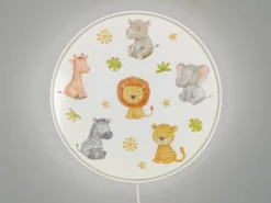Kinderzimmer Wandlampe LITTLE SAFARI mit Kabel, Stecker & Schalter, Ø 25cm