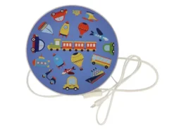 Kinderzimmer Wandlampe mit Fahrzeug Motiven, Schalter und Stecker, Ø 25cm