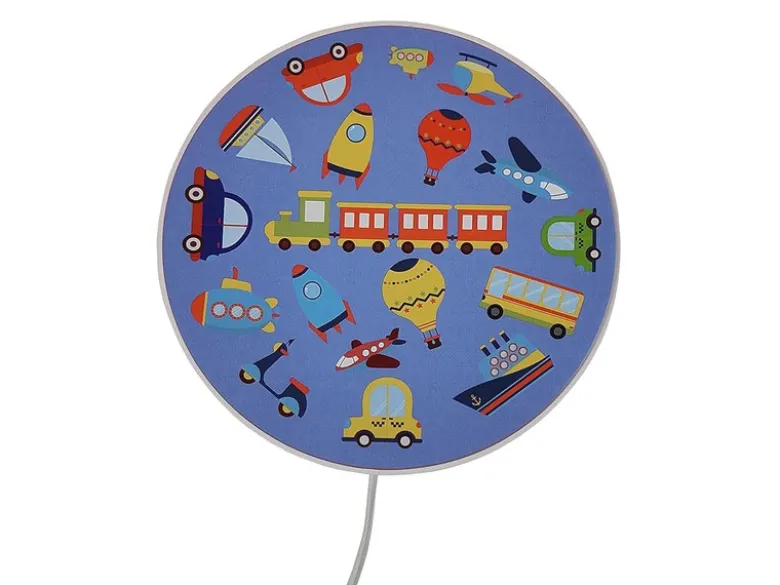 Kinderzimmer Wandlampe mit Fahrzeug Motiven, Schalter und Stecker, Ø 25cm