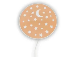 Kinderzimmer Wandlampe mit Mond & Sternen Pfirsichfarben, Schalter, Ø 25cm