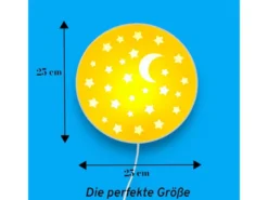 Kinderzimmer Wandlampe Mond & Sterne Gelb, Schalter & Stecker, Ø25cm
