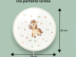 Kinderzimmer Wandlampe Pony Ø 25cm mit Schalter, Kabel, Stecker & E14 LED
