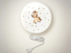 Kinderzimmer Wandlampe Pony Ø 25cm mit Schalter, Kabel, Stecker & E14 LED