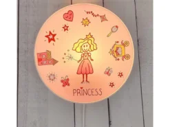 Kinderzimmer Wandlampe Prinzessin Ø 25cm mit Schalter, Kabel, Stecker & E14 LED