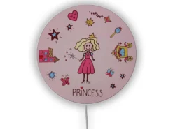 Kinderzimmer Wandlampe Prinzessin Ø 25cm mit Schalter, Kabel, Stecker & E14 LED