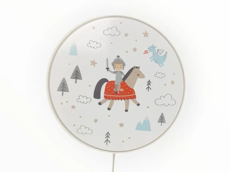 Kinderzimmer Wandlampe Ritter Ø 25cm mit Schalter, Kabel, Stecker & E14 LED