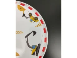 Kinderzimmer Wandlampe Weiß mit Baustellen Motiv, Schalter & Stecker, Ø 25cm