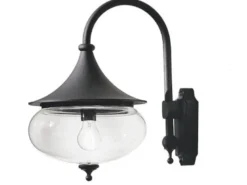 Klassische Außenwandleuchte LIBRA, Alu schwarz / Glas klar, Beleuchtung Haus