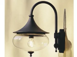 Klassische Außenwandleuchte LIBRA, Alu schwarz / Glas klar, Beleuchtung Haus