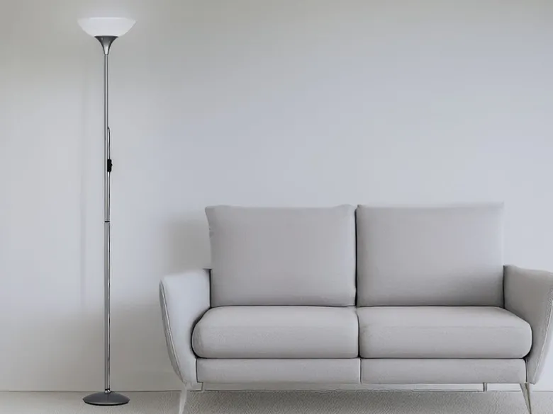 Klassischer Deckenfluter DEZWO Silbergrau, Höhe 180cm