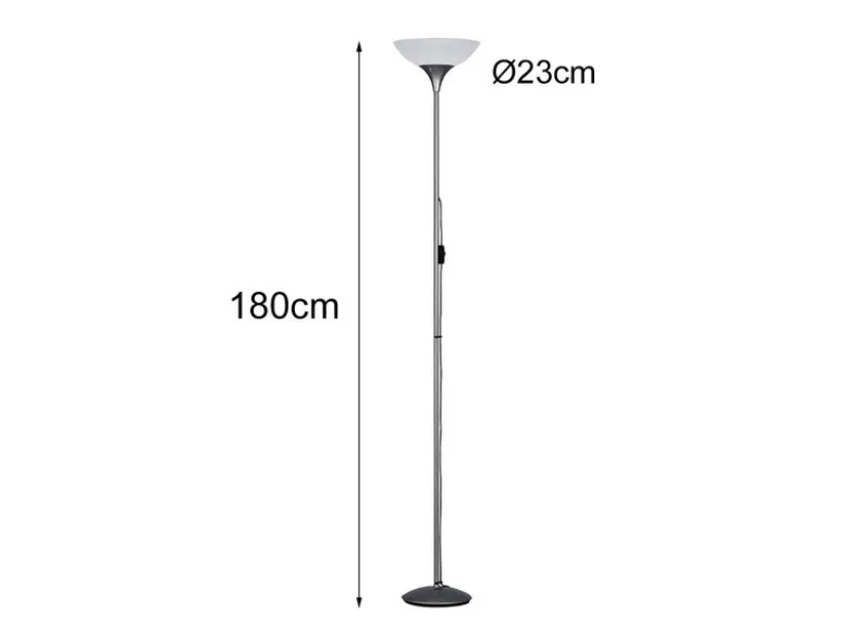 Klassischer LED Deckenfluter Silbergrau, Höhe 180cm