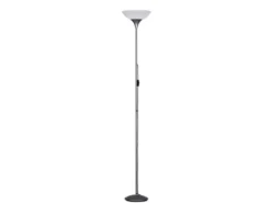 Klassischer LED Deckenfluter Silbergrau, Höhe 180cm