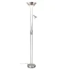 Klassischer LED Deckenfluter mit Leselampe in Silber matt, Höhe 181,5cm