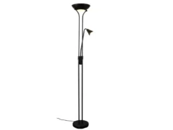 Klassischer LED Deckenfluter mit Leselampe in Schwarz matt, Höhe 181,5cm