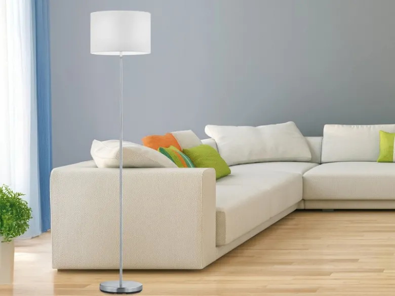 Klassische Stehlampe HOTEL mit E27 Stoffschirm Weiß, Höhe 160cm