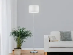 Klassische Stehlampe mit Stoffschirm Weiß & E27 LED, Höhe 160cm