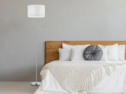 Klassische Stehlampe mit Stoffschirm Weiß & E27 LED, Höhe 160cm