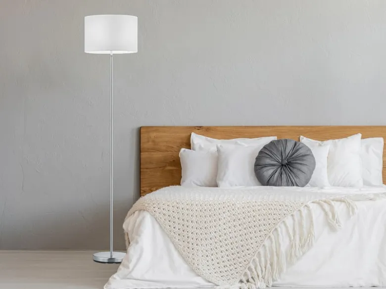 Klassische Stehlampe mit Stoffschirm Weiß & E27 LED, Höhe 160cm