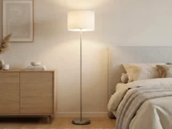 Klassische Stehlampe mit Stoffschirm Weiß & E27 LED, Höhe 160cm