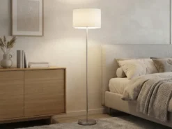 Klassische Stehlampe mit Stoffschirm Weiß & E27 LED, Höhe 160cm