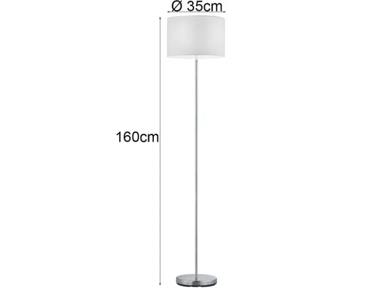 Klassische Stehlampe mit Stoffschirm Weiß & E27 LED, Höhe 160cm