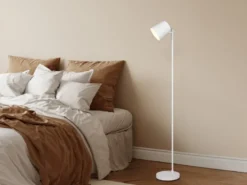 Kleine Akku Stehlampe BLAKE kabellos - dimmbar, Metall Weiß, Höhe 125cm